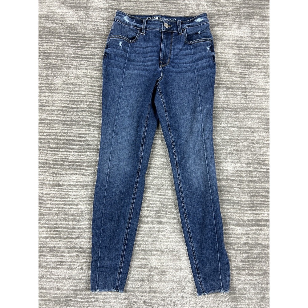 Maurices m jeans Skinny Women S REG Blue High Rise Distressed Front Seam Raw Hem